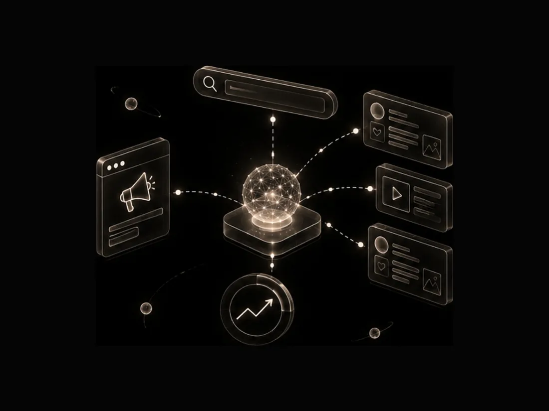 AI marketing agents creating content and running social media and SEO across channels